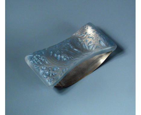 Feuilles d'Artichaut, an R. Lalique frosted glass blotter, with blue highlighting, moulded R; Lalique mark 17cm (7in)  