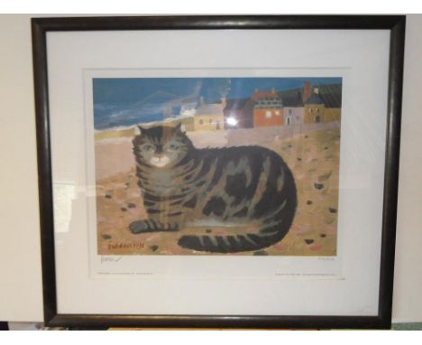 § Mary Fedden, OBE, RA (British, 1915-2012) Cat on a Cornish Beach signed lower left "Fedden" and numbered 214/500, published