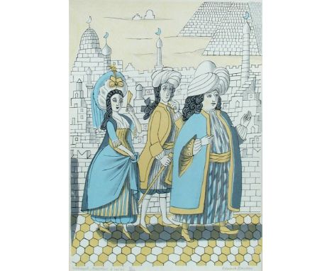 § Edward Bawden, CBE, RA (British, 1903-1989) Nekayah, the Prince and Imlac in Cairo signed lower right "Edward Bawden" and n