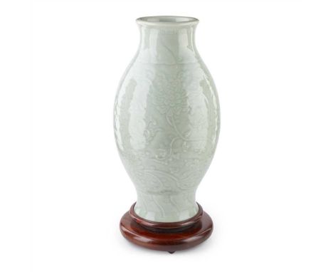             elegantly potted with a gently rounded body, tapering towards a slightly spreading foot, rising to the neck with 