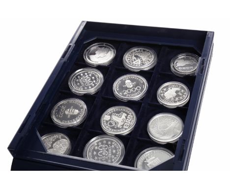 THE MDM OFFICIAL EURO COLLECTION
comprising twelve silver proof coins, all in capsules, in a tray case, with cards and Certif