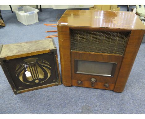 His Masters Voice HMV Original mahogany cased radio, circa 1937, comes with original guarentee and other related documentatio