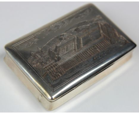 Austrian Snuff Box by Johann Aich 1834. With engraved lid depicting Stift St. Florian weight 3.1 oz