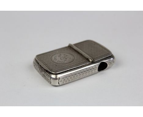 Silver & gilt combined snuff box and cheroot cutter, hallmarked 'TJ, London, 1858', engraved to front, weight 0.8 ounces appr