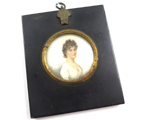 Portrait miniature. Hand painted Portrait miniature of Elizabeth (Eliza), daughter of George Newenham, circa early 19th centu