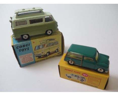 Corgi Toys, Ford Thames Airborne Caravan 420, olive green body, contained in original box, together with a Dinky Toys Atlas E