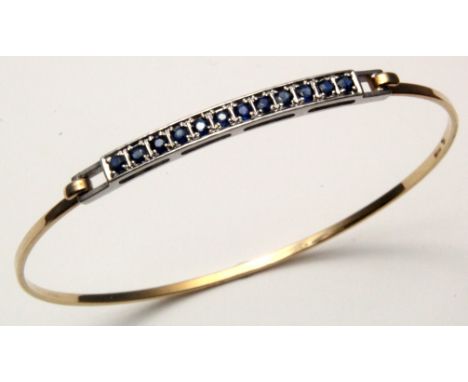 9ct Gold Sapphire set Bangle weight 4.1 grams