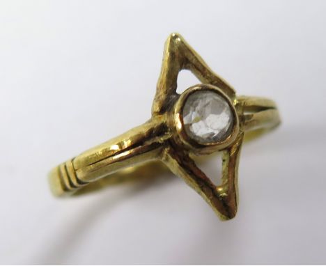 Yellow Metal Crystal Ring h/m Birmingham 1891 size K weight 3.1 grams