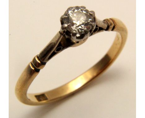 18ct Gold Diamond Solitaire Ring approx 0.20 carat weight size K weight 2.1 grams