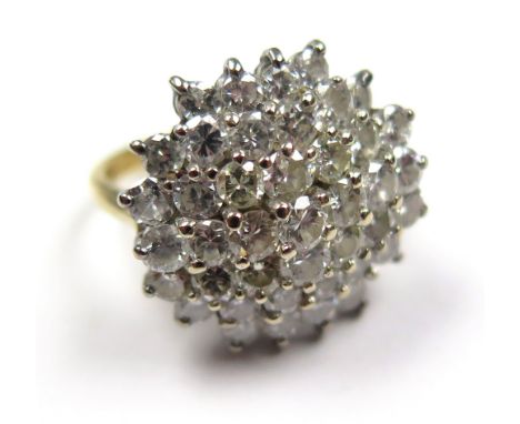 18ct Gold Diamond Cluster Ring approx 1.50 carat weight size K weight 6.7 grams