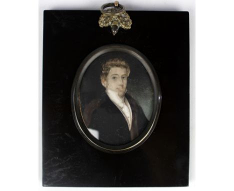 Portrait miniature. Hand painted Portrait miniature of Paul Vionne Draper, circa 1700, some restoration, framed and glazed, f