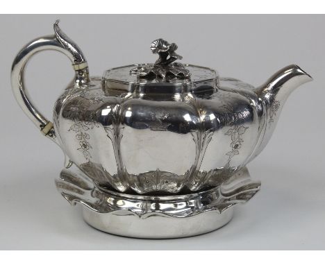 William IV Silver teapot with matching weighted stand, hallmarked London 1834 by William Bateman II, approx teapot weight 21o