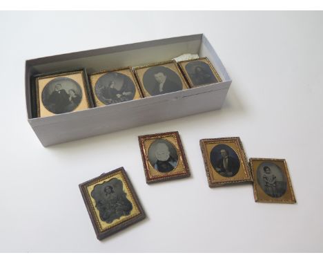 Ambrotypes & daguerreotypes. A collection of sixteen portrait ambrotypes & daguerreotypes, circa 19th century, depicting gent