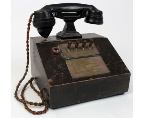 Alfred Graham & Co. switchboard telephone with Siemens handset, circa late 19th / early 20th century, four switches to front 