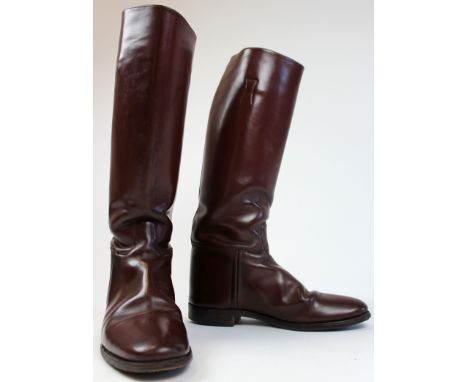 Pair of British army officers brown leather riding boots, size 9