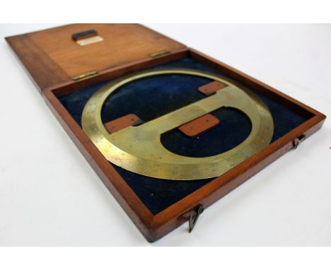 Brass protractor by F. Robson & Co., Newcastle on Tyne, circa late 19th / early 20th century, contained in original fitted ca