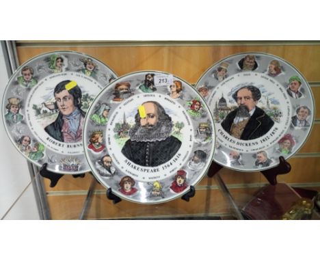 3 PLATES R BURNS, SHAKESPEARE, CHARLES DICKENS