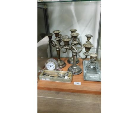 1 SHELF PLATED WARE & CLOCK