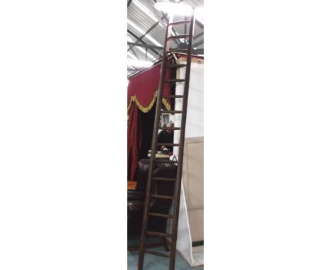 BUILDER'S LADDER, 19th century painted pine of fifteen rungs, 40cm W x 324cm H. 