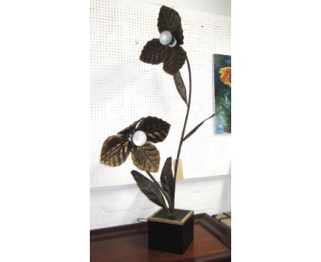 FLOWER LAMP, mid 20th century with metal leaves, 141cm H x 81cm.