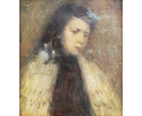 19TH CENTURY SCHOOL, 'Portrait of a Young Woman', oil on canvas, 41cm x 35cm, signed and framed. 
