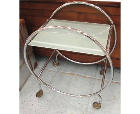 TROLLEY, Art Deco style, chrome with a glass shelf, 47cm D x 68cm W x 79cm H.  