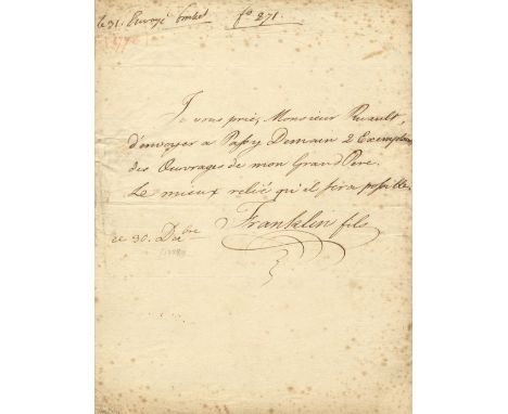 FRANKLIN WILLIAM TEMPLE: (1760-1823) American Diplomat. Grandson of Benjamin Franklin, and his Secretary since he was sixteen