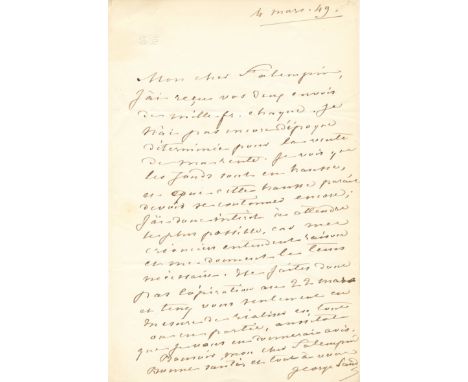SAND GEORGE: (1804-1876) French Novelist who used the pseudonym of George Sand, her real name being Amantine Dupin. Also know