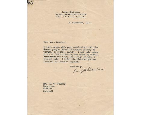 ‘the German people should be treated sternly although, of course, justly’  EISENHOWER DWIGHT D.: (1890-1969) American General