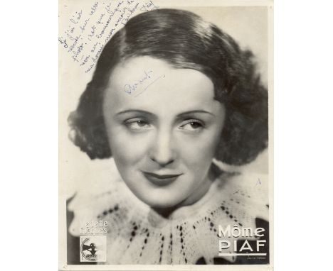 PIAF EDITH: (1915-1963) French Singer. An exceptional vintage signed and inscribed 7 x 9 photograph by Piaf, [1937], the clos