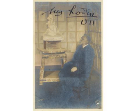 RODIN AUGUSTE: (1840-1917) French Sculptor. Signed postcard photograph `Aug Rodin´, the H. Manuel from Paris colour image dep