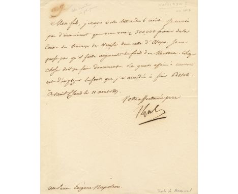 NAPOLEON I: (1769-1821) Emperor of France 1804-14, 1815. An excellent L.S., `Napol´, a bold and large good example signature,