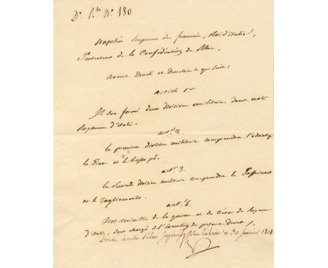 NAPOLEON I: (1769-1821) Emperor of France 1804-14, 1815. An excellent L.S., Nap, one page, 4to, Palais des Tuileries, 30th Ja