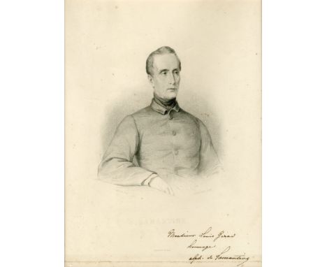 LAMARTINE ALPHONSE DE: (1790-1869) French Writer, Poet and Politician. A good signed and inscribed 11 x 14.5 portrait of Lama