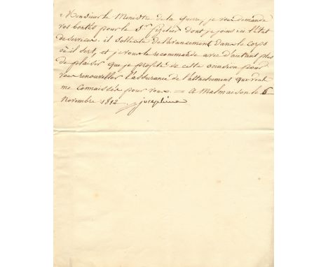 JOSEPHINE DE BEAUHARNAIS: (1763-1814) Empress of the French 1804-14, as first wife of Napoleon I. L.S., `Josephine´, one page