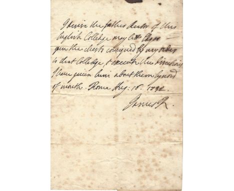 STUART JAMES EDWARD FRANCIS: (1688-1766) Prince of Wales, son of the deposed King James II and VII. Known as The Old Pretende