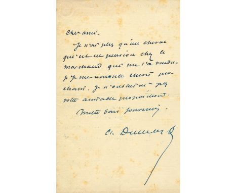 DUMAS ALEXANDRE: Fils (1824-1895) French Author and Dramatist. A.L.S., A Dumas, one page, 8vo, n.p., n.d., to an unidentified