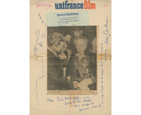 COCTEAU JEAN: (1889-1963) French Writer, Playwright and Filmmaker. Unusual collage by Cocteau, signed `Jean Cocteau´, with sk