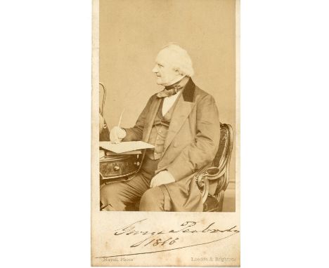 PEABODY GEORGE: (1795-1869) American-British Financier, the 'father of modern philanthropy'. Vintage signed sepia carte-de-vi