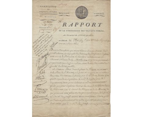 COMMITTEE OF PUBLIC SAFETY : A good D.S., by seven members of the Committee of Public Safety, three pages, folio, 5th January