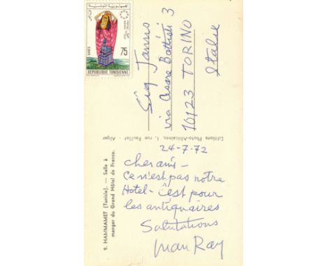 MAN RAY: (1890-1976) American Artist who contributed significantly to the Dada and Surrealist movements. Brief A.L.S., Man Ra