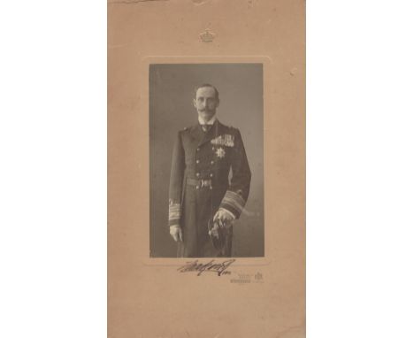 HAAKON VII: (1872-1957) King of Norway 1905-1957. Vintage signed sepia 6 x 10 photograph of King Haakon VII standing in a for