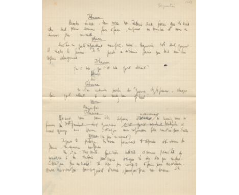 Working manuscript from Les Sequestres d'Altona SARTRE JEAN-PAUL: (1905-1980) French Philosopher & Playwright, Nobel Prize wi