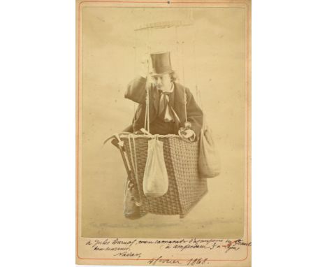 NADAR: (1820-1910) French Photographer, Caricaturist and Balloonist. Very rare and exceptional signed and inscribed 4 x 7 cab