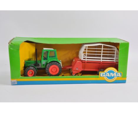 Scarce GAMA 1/32 Scale Deutz D 100 06 Tractor with Forage Harvester Set. Excellent in Good Plus Box.