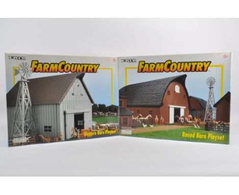 Ertl 1/64 Scale Farm Country Western Barn Set plus Round Barn Set. Mint in Very Good to Excellent Boxes. (2)