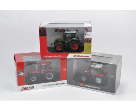 Selection of Universal Hobbies Tractor Models including Hurlimann, Case and Massey Ferguson. Mint in Excellent boxes. (3)