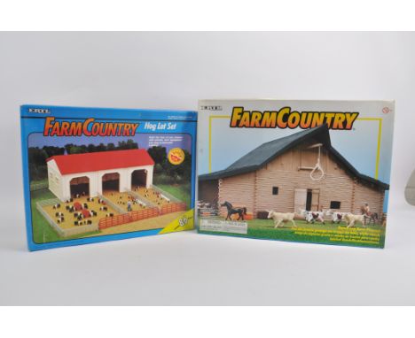 Ertl 1/64 Scale Farm Country Hog Barn Playset plus Hog Lot Set. Mint in Very Good Boxes. (2)
