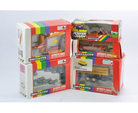 Britains Farm Toy Implement Selection including Vaderstad Roller, Plough Set, Power Farm Power Harrow, Cultivator and Animal 