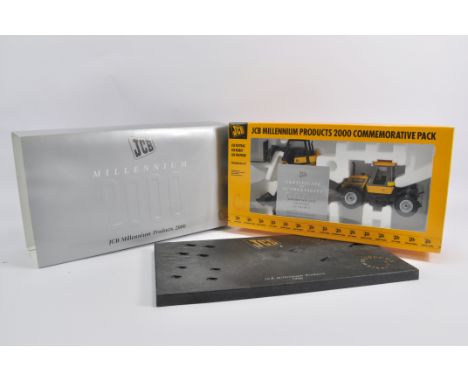 Joal 1/32 Scale JCB Millenium Products 2000 Commemorative Pack including Fastrac, 1CX and Skid Steer. Mint in Excellent Box. 